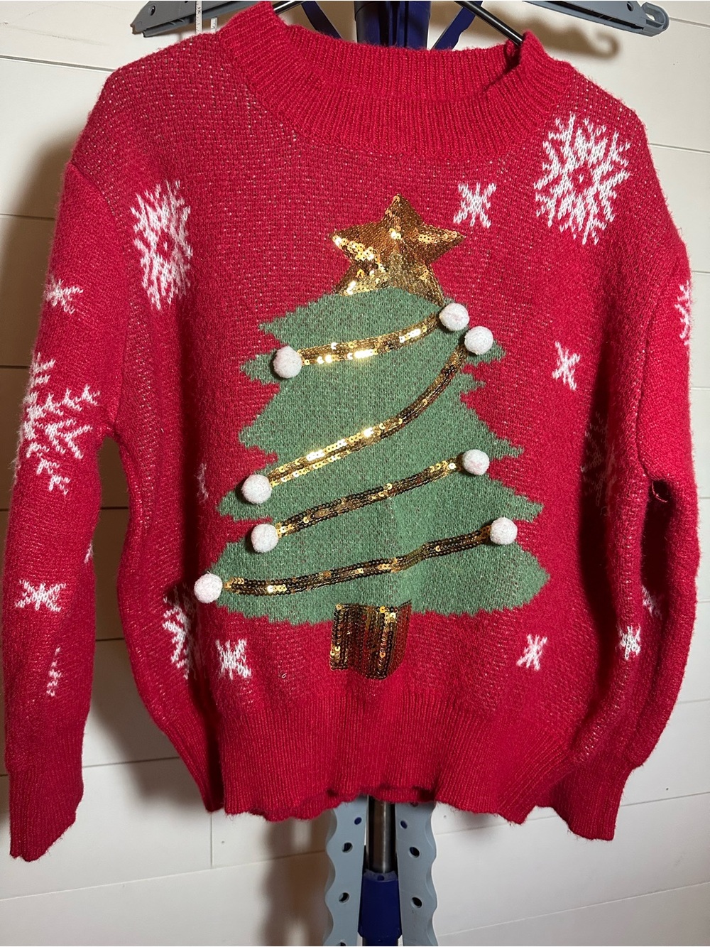 #145 Festive Red Christmas Tree Sweater